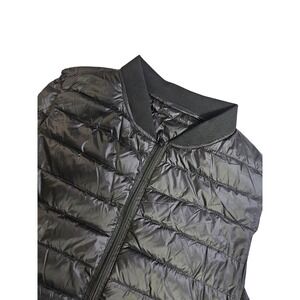 ELFJOY Quilted Full Zip Puffer Vest Longline Women's XL Black Down Fill